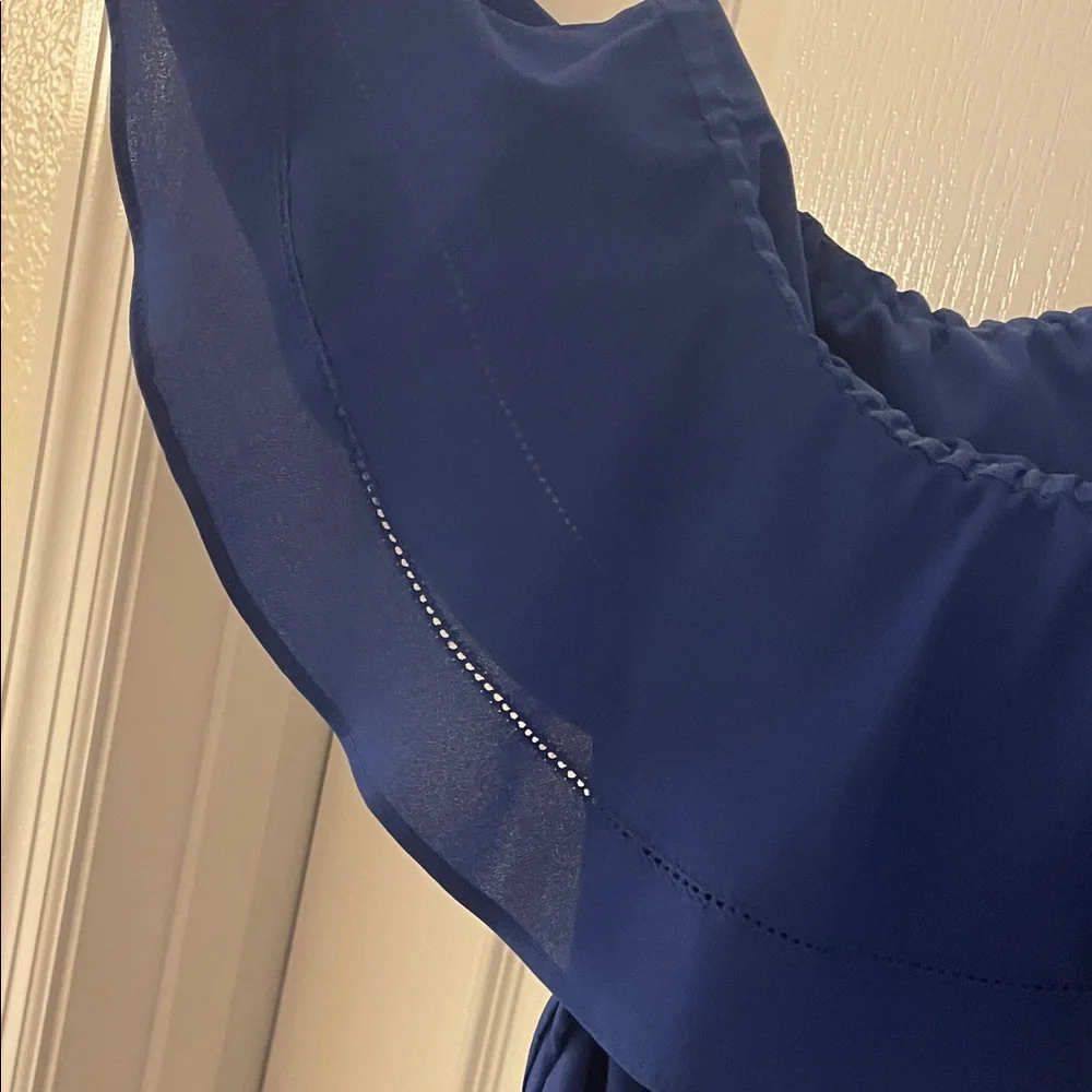 NWT Banana Republic Elegant Blue Ruffle One-Shoulder Dress - Picture 8 of 13